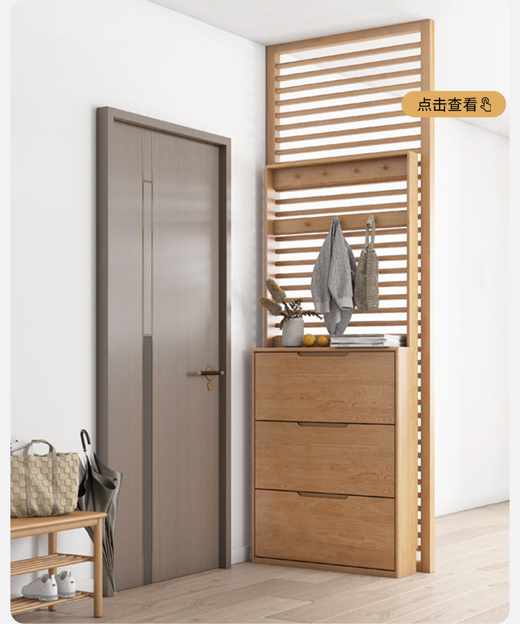 Oak solid wood ultra-thin shoe cabinet home door entry porch cabinet"