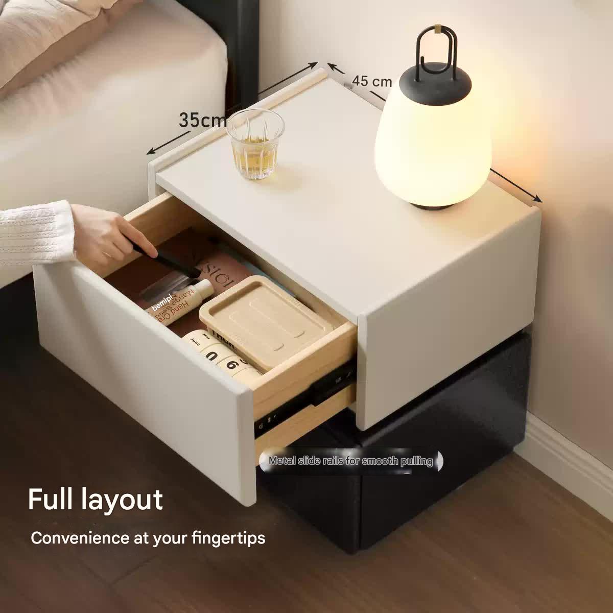 Solid RubberWood Modern Nightstand