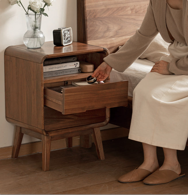 Black Walnut Solid Wood Modern Storage Small Nightstand