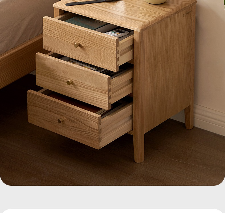 Solid RubberWood, Oak Solid Wood Modern Nightstand)