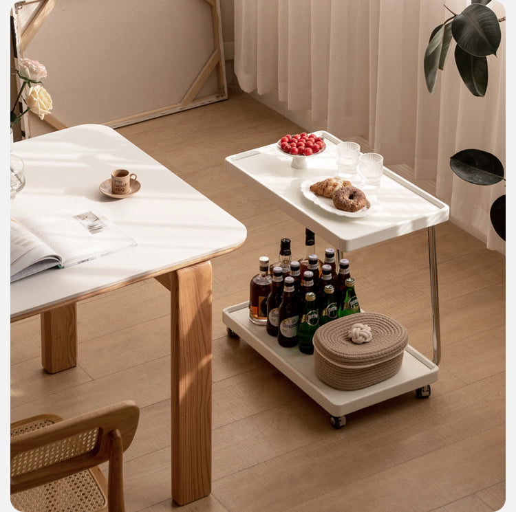 Poplar, Solid Rubberwood Edge Table C-type Mobile