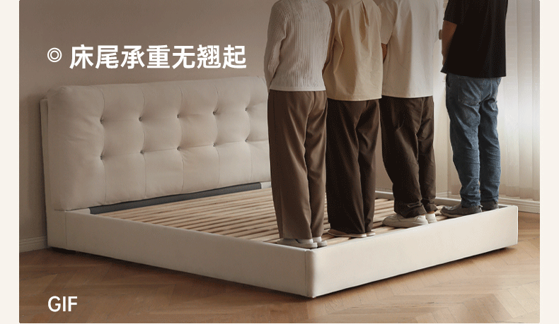 Fabric bed modern cream style white soft bed