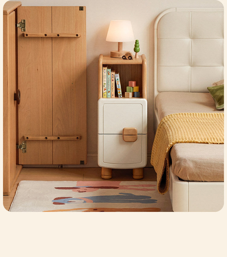 Beech Solid Wood Modern Kids Nightstand.