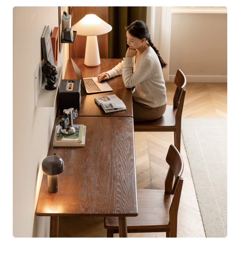 Oak, Solid Rubberwood Double Office Desk