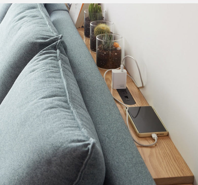 Oak Solid Wood Sofa Rear Storage Modern Wall Shelf