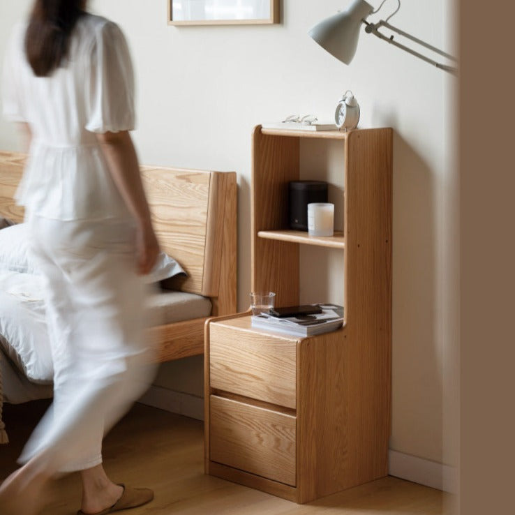 Oak Solid Wood Multifunctional High Section Nightstand)