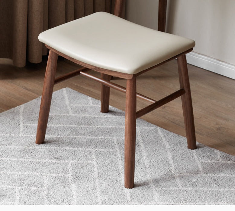 Black Walnut, Oak Solid Wood, Sandalwood Square Makeup Stool