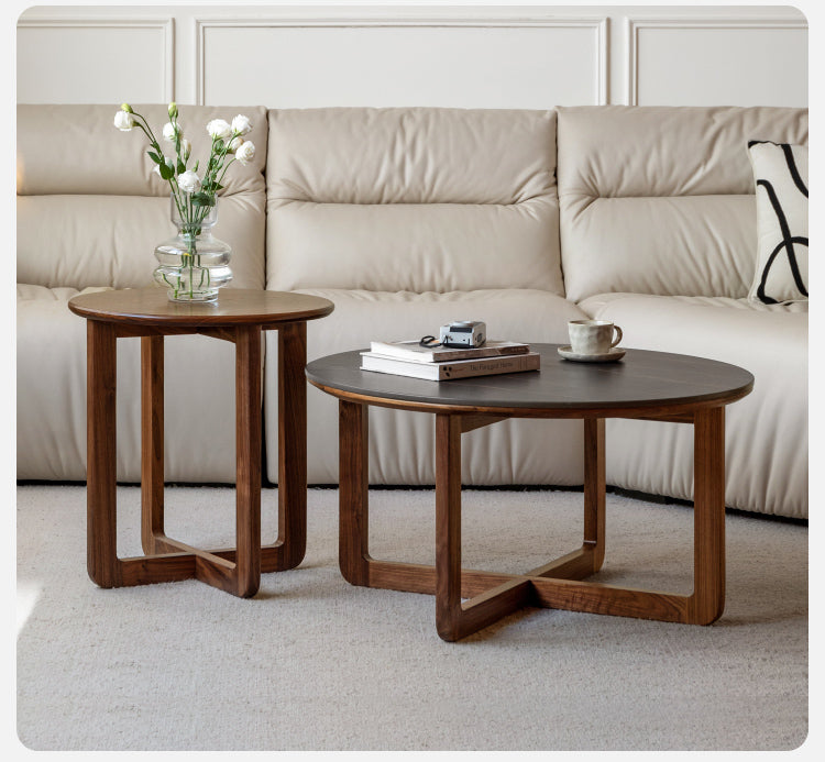 Black Walnut Solid Wood Combination Coffee Table Rock Surface