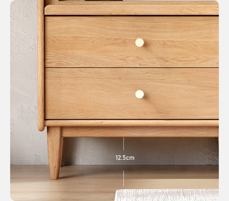 Oak, Ash Solid Wood Flip Door Side Cabinet LED Light