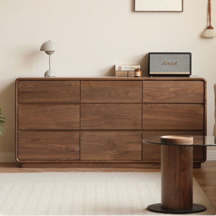Black Walnut, Poplar Solid Wood Storage Cabinet Chest of Drawers