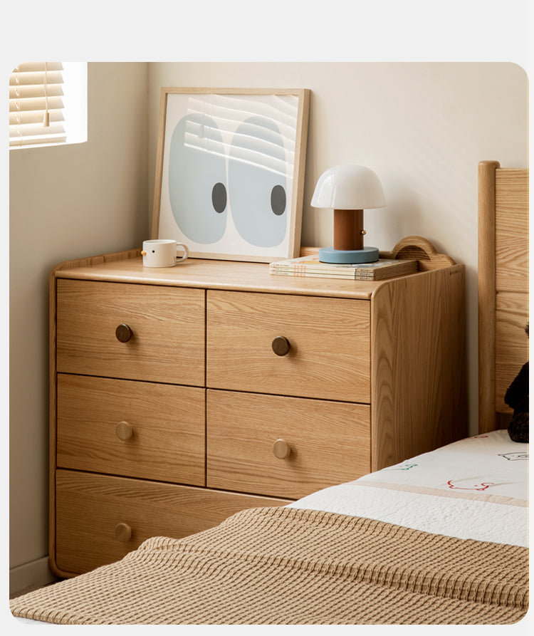 Oak Solid Wood Children's Drawer Cabinet