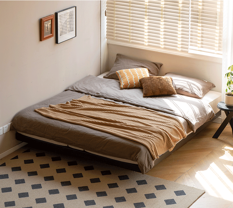Oak Solid Wood Bed Simple platform bed, headboard-free bed