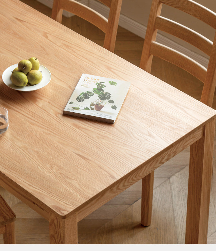 Oak Solid Wood, Solid Rubberwood Nordic Dining Table