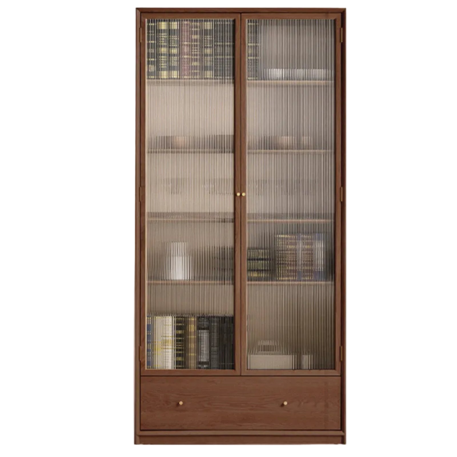 Oak, Ash Solid Wood Modular Bookcase with Glass Doors