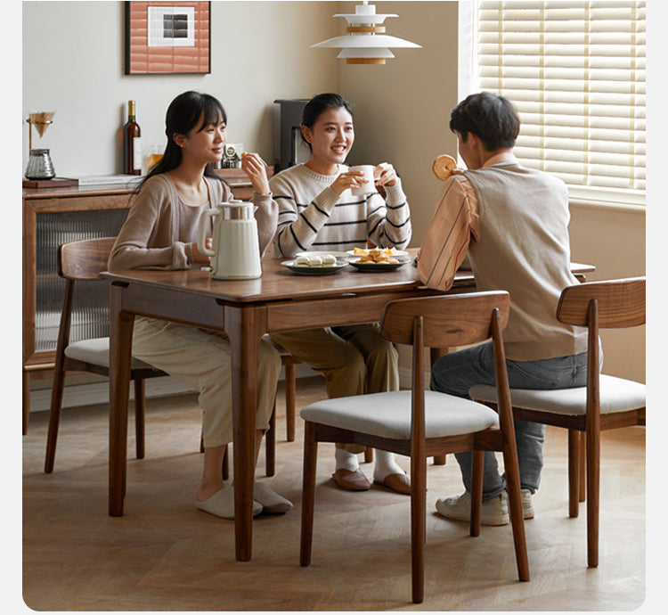 Black Walnut Solid Wood Rectangular Long Dining Table