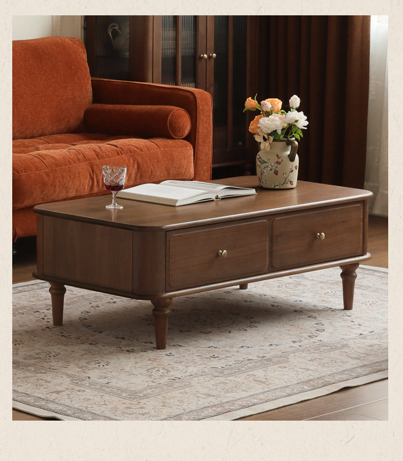 Black Walnut Solid Wood American Retro Coffee Table.