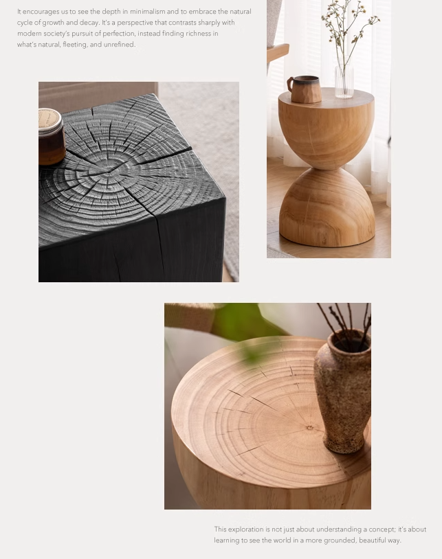 Pine Solid Wood Wabi Sabi Style Side Table