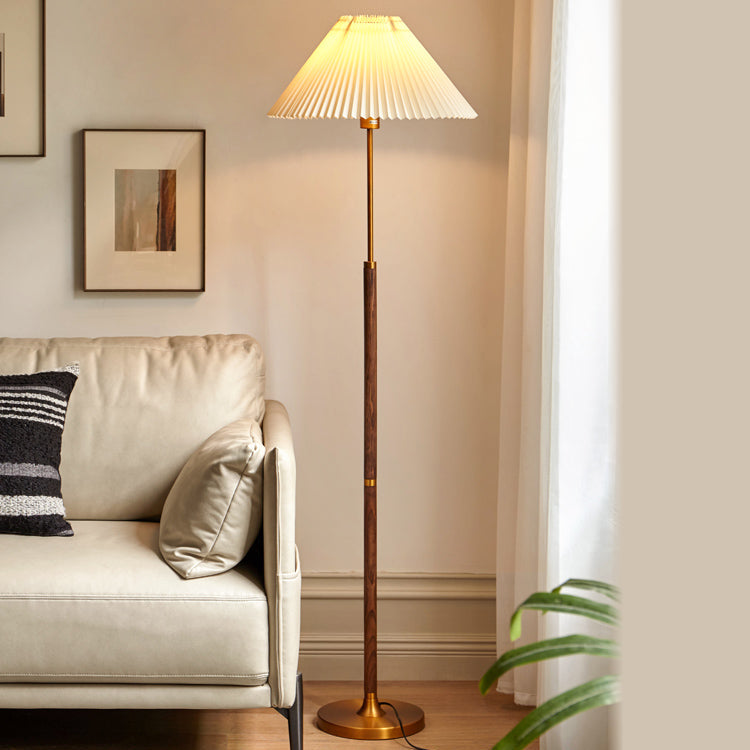Ash Solid Wood Antique Floor Lamp With A Metal Base