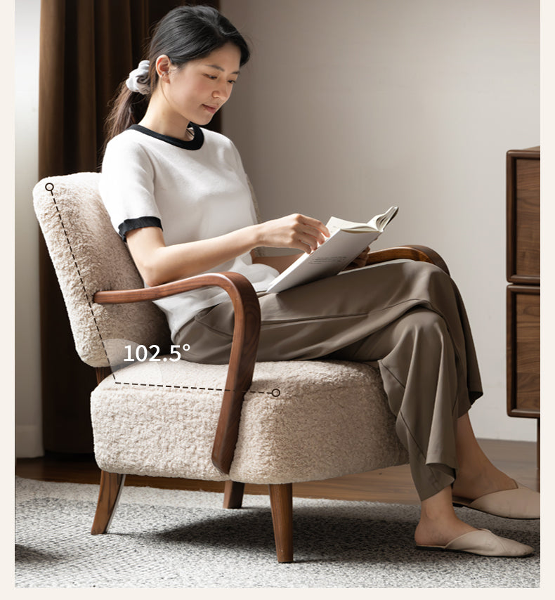 Ash Solid Wood French Retro Teddy Armchair