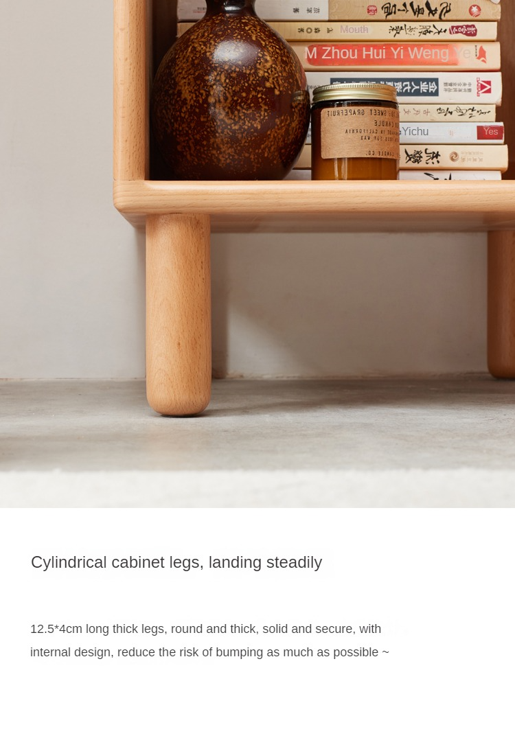 Beech Solid Wood Small Bookshelf Side Cabinet