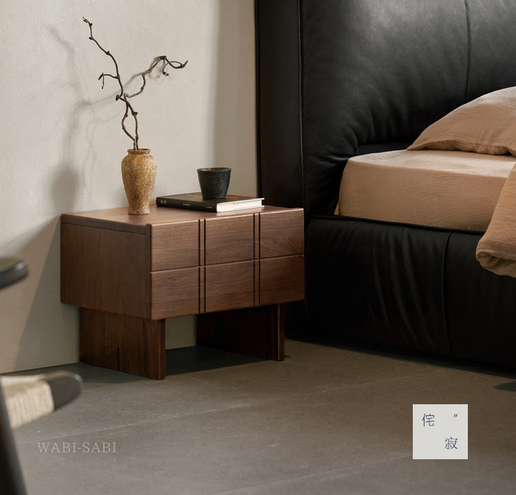 Black Walnut, Oak Wood Wabi-Sabi Style Nightstand