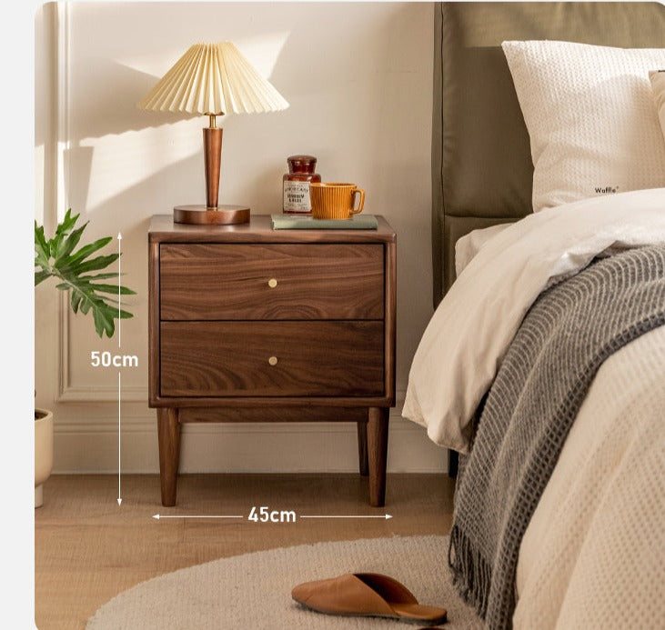 Black Walnut Solid Wood Nightstand.