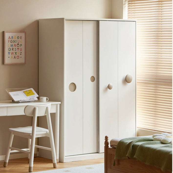 Birch Solid Wood Children's Wardrobe Cream Sliding Door