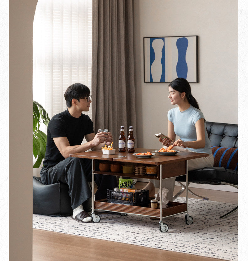 Oak Solid Wood Folding Coffee Table with Minimalist Design