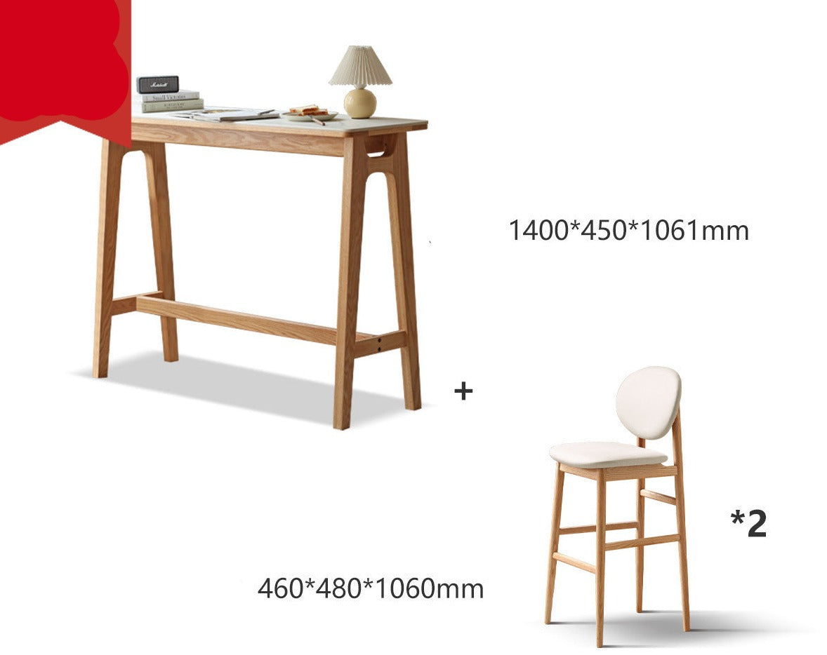 Rock slab bar table oak solid wood"