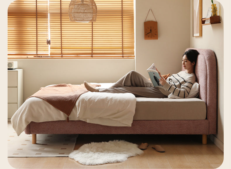 Fabric Pink Bed French Style