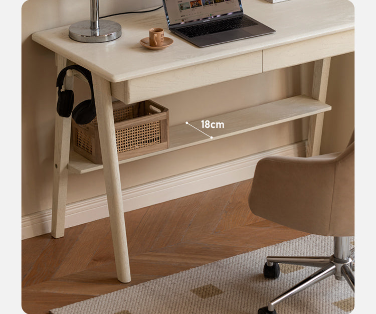 Oak, Solid Rubberwood Cream Wind Office Desk