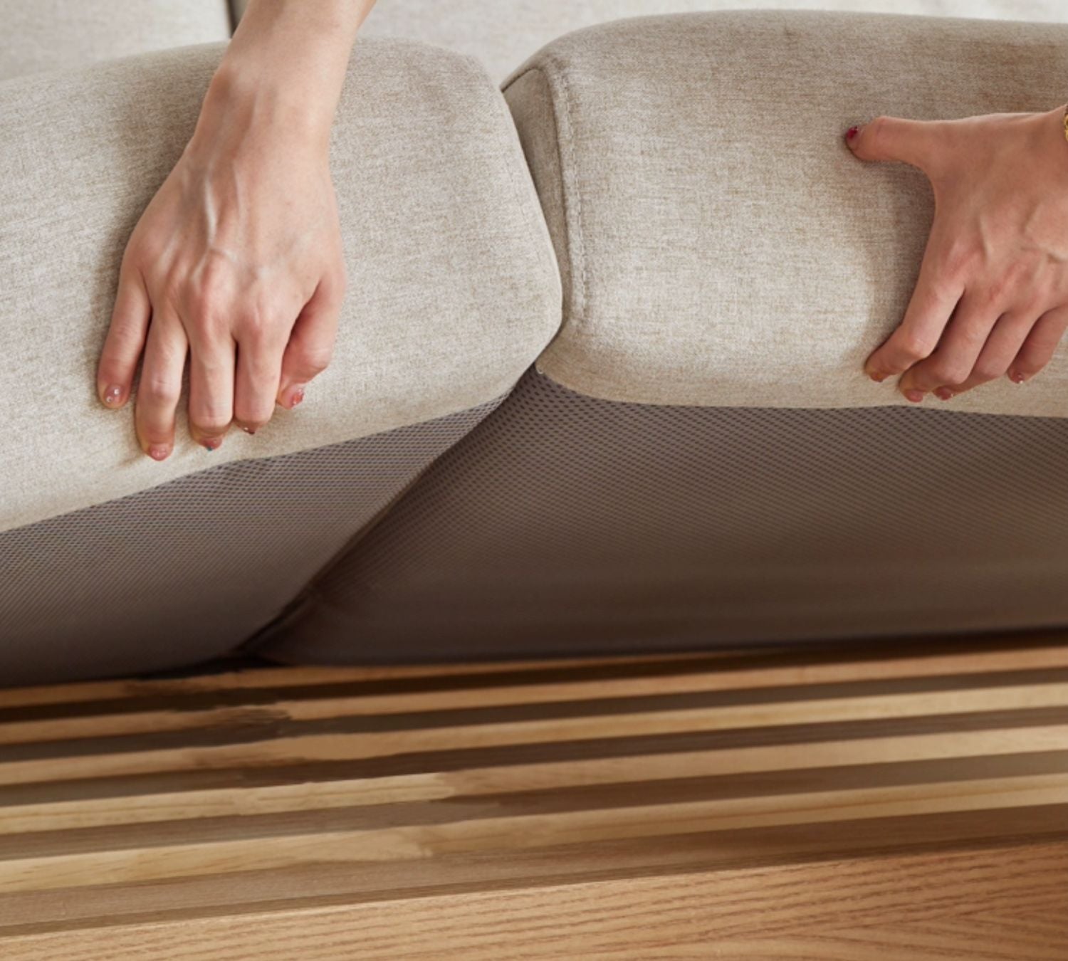 Ash Solid Wood Straight Sofa Modern.