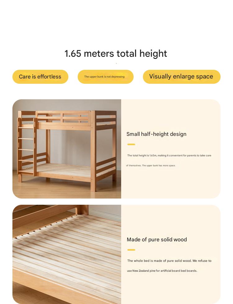 Beech, Birch Solid Wood Bunk Bed.
