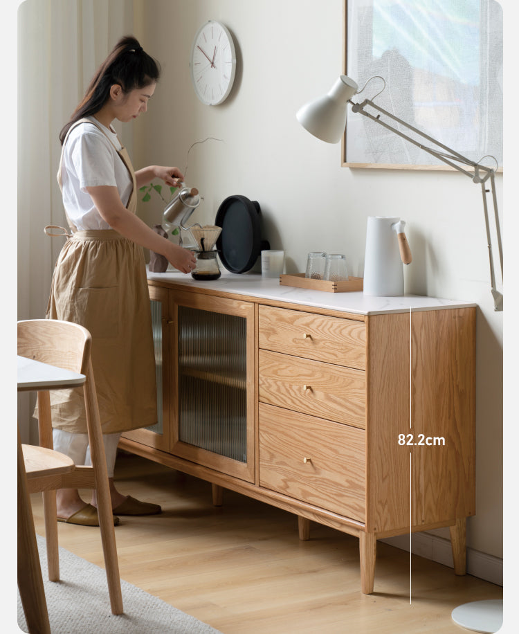 Oak Solid Wood Rock Board Modern Dining Sideboard