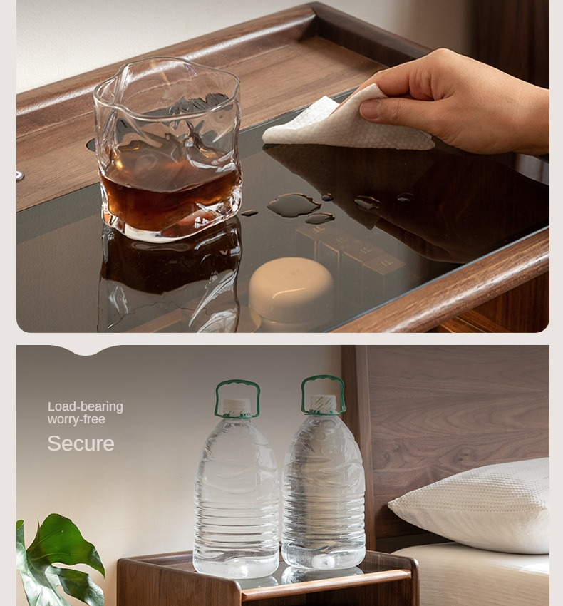 Russian White Oak, Black Walnut, Oak, Ash, Sandalwood Solid Wood Nightstand Socket, Lamp.