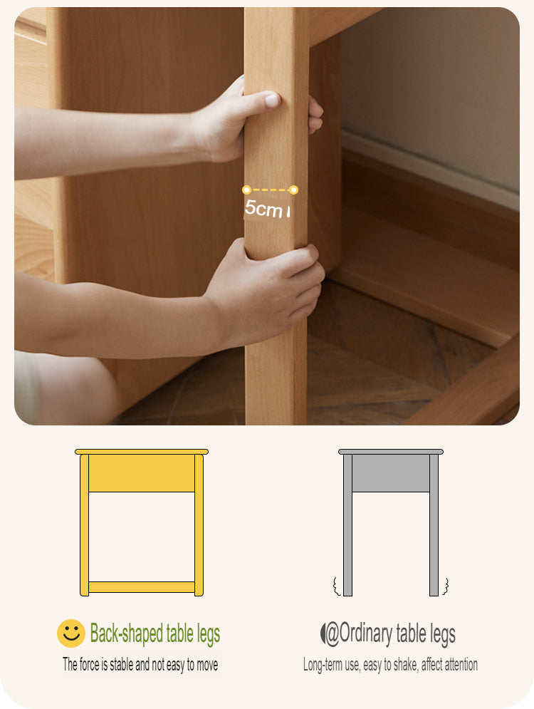 Beech Solid Wood Desk Can Be Lifted and Adjusted