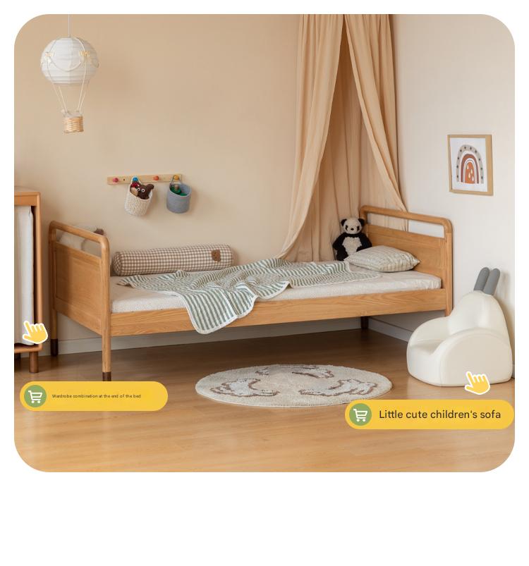 Oak Solid Wood Multi-functional Toddler Bed