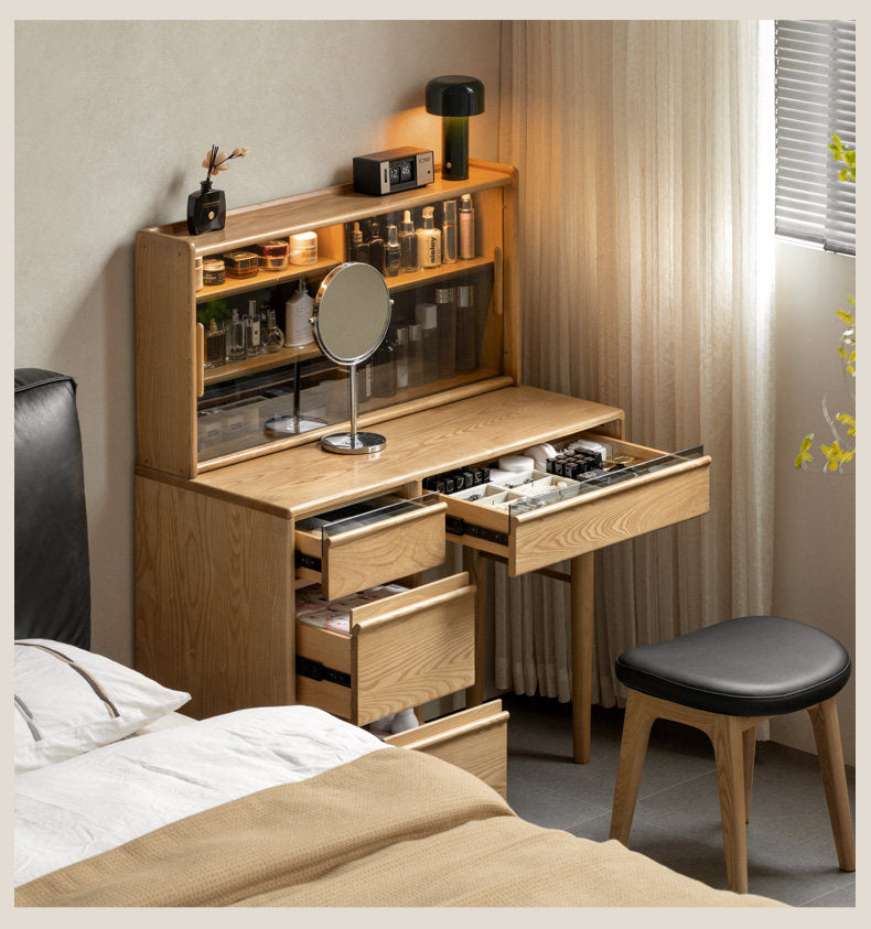 Ash Solid Wood Modern Multifunctional Vanity Table