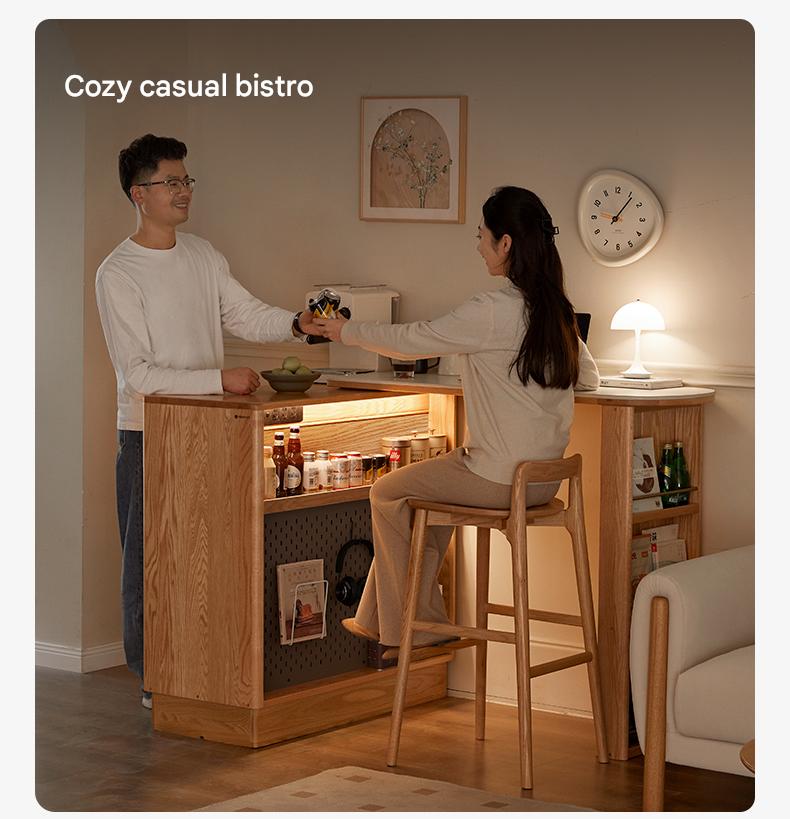 Oak Solid Wood Retractable Rock Plate Bar Table