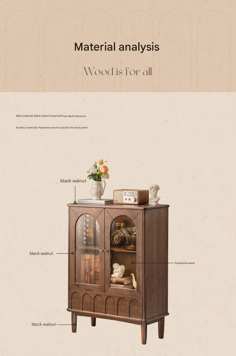 Black Walnut Solid Wood French Retro Side Cabinet