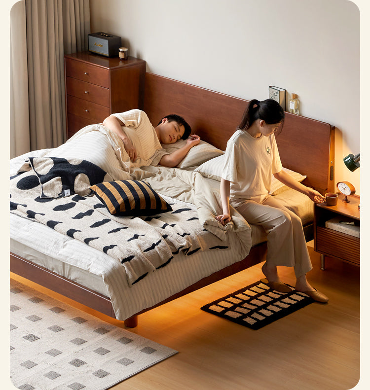 Rubber Solid Wood Antique color Bed