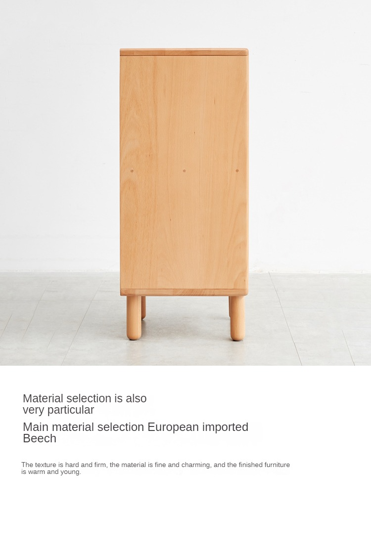 Beech Solid Wood Small Bookshelf Side Cabinet