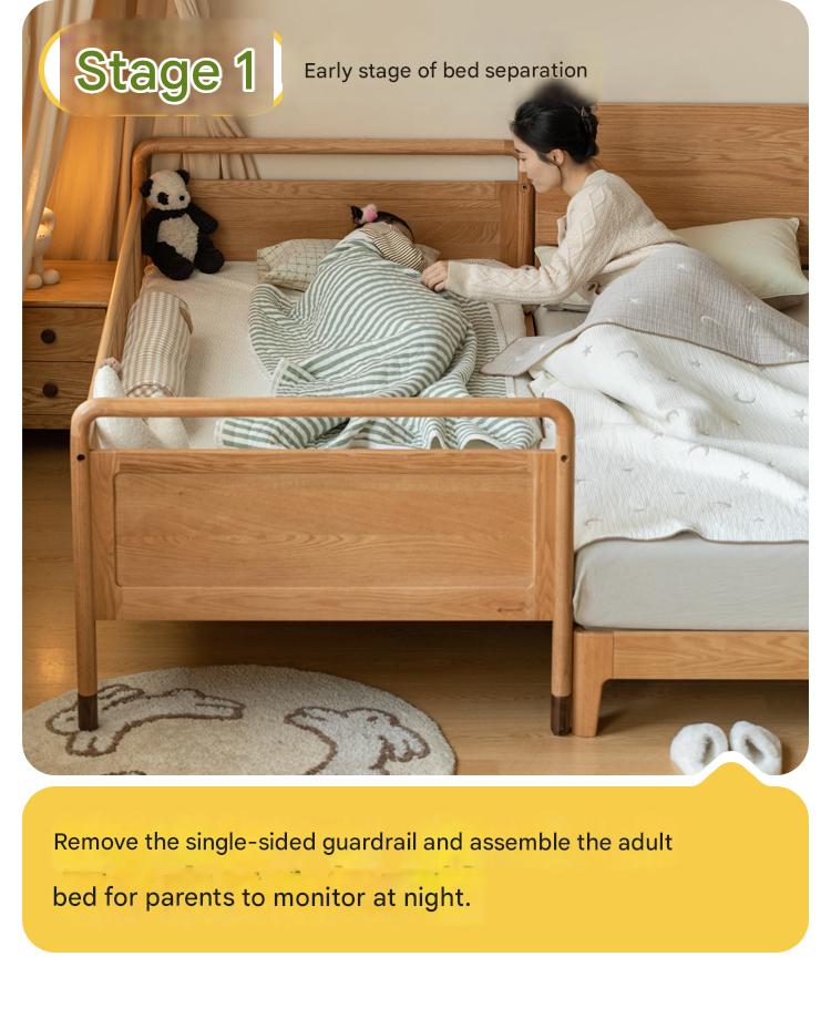 Oak Solid Wood Multi-functional Toddler Bed