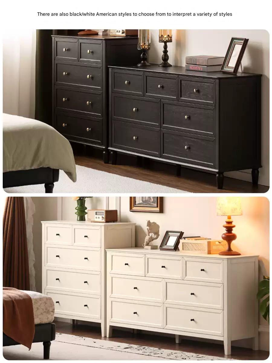 Black Walnut Solid Wood American Retro Chest of Drawers.