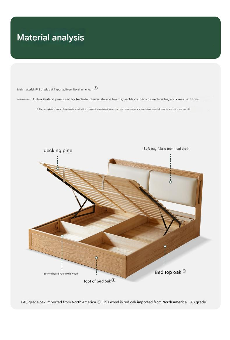 Oak Solid Wood Box Bed Storage Technology Cloth