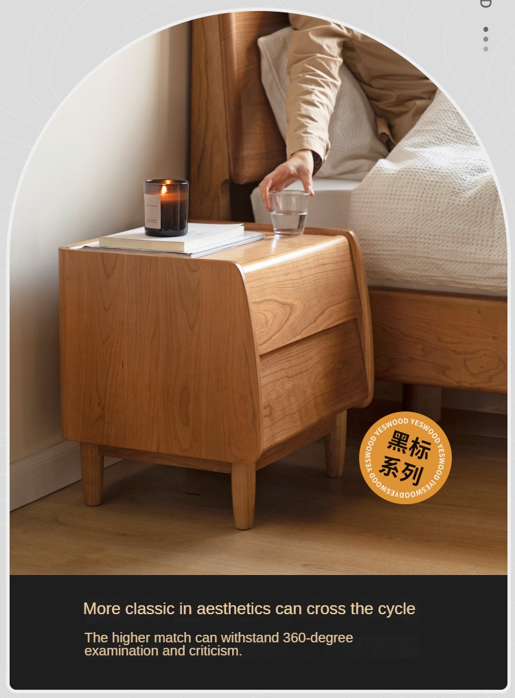 Cherry Wood Waves Nightstand