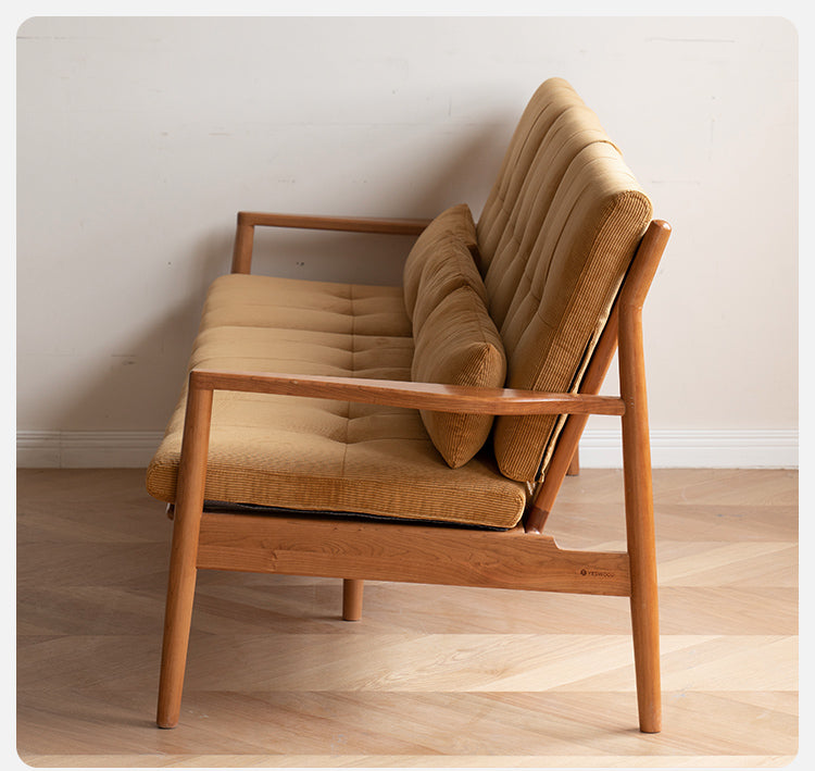 Oak Solid Wood Rattan Vintage Dual-purpose Sofa.