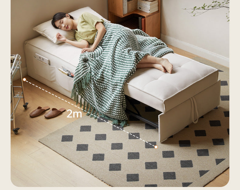 Fabric Cream Style Single Retractable Bed.