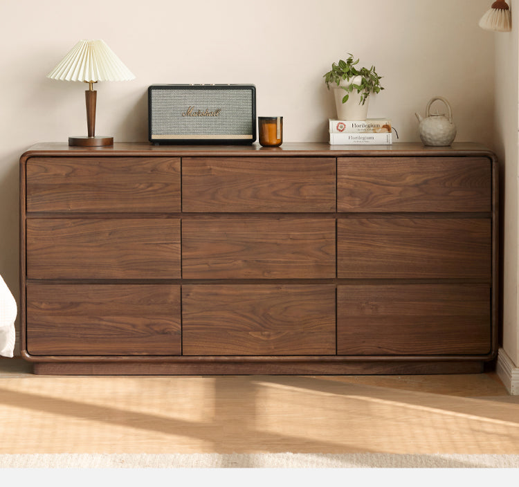 Black Walnut, Poplar Solid Wood Storage Cabinet Chest of Drawers