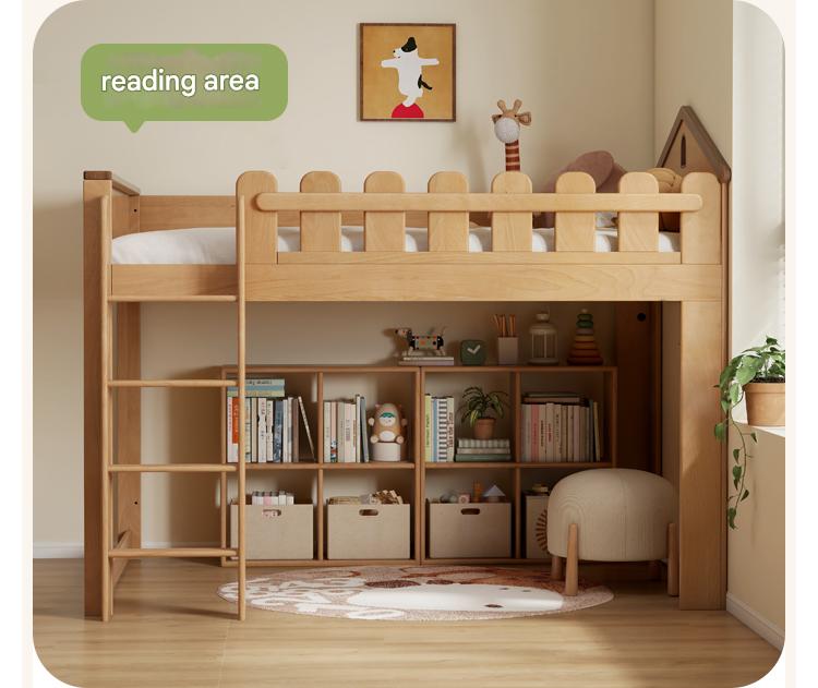 Beech solid wood Multi-functional high bed<